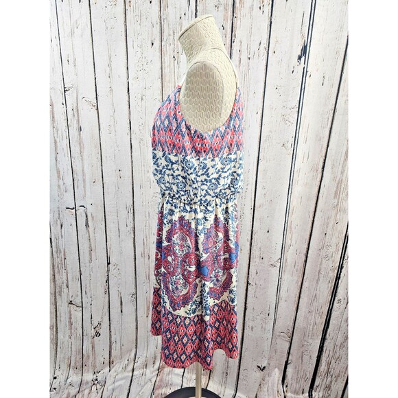 ALK Women's M Maurices Spaghetti Strap Pink Damask Blouson Knee Length Dress EUC - Picture 4 of 7